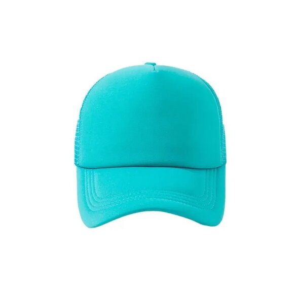 Adjustable Unisex Teal Blue Mesh Trucker Hat (SKU#0468) - Picture 5 of 5